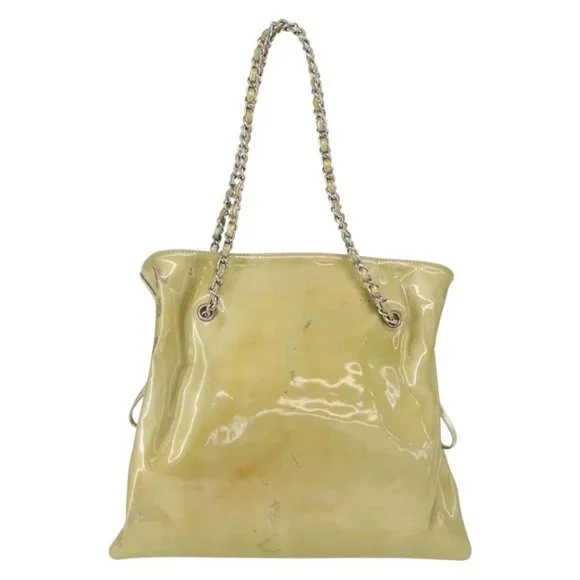 CHANEL COCO Mark Chain Shoulder Bag Patent leather Gold CC Auth 152287 - Picture 3 of 16